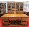 美林红木家具缅甸花梨大果紫檀书桌椅书柜老板台3件套写字台